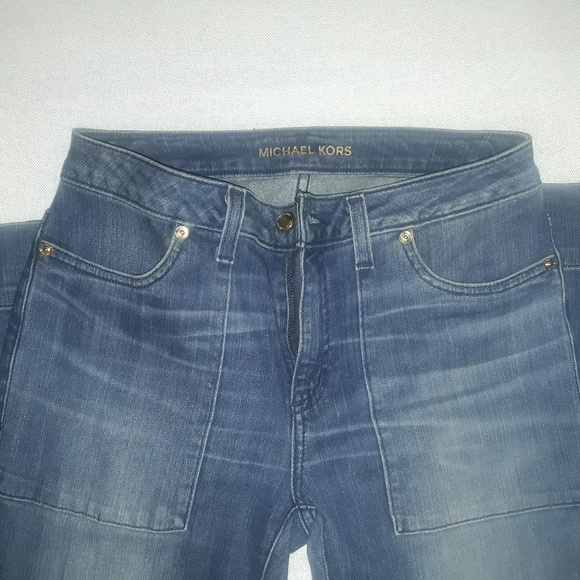 Michael Michael Kors Blue Dark Wash Flared Jeans - Picture 5 of 5